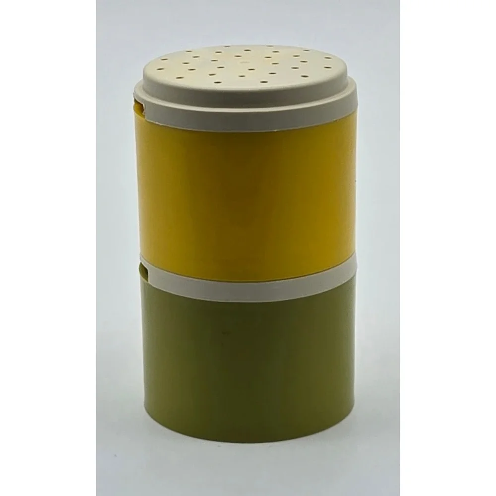Tupperware Condiment Shakers Harvest Gold Avocado Green Set 1308-26 USA Stack